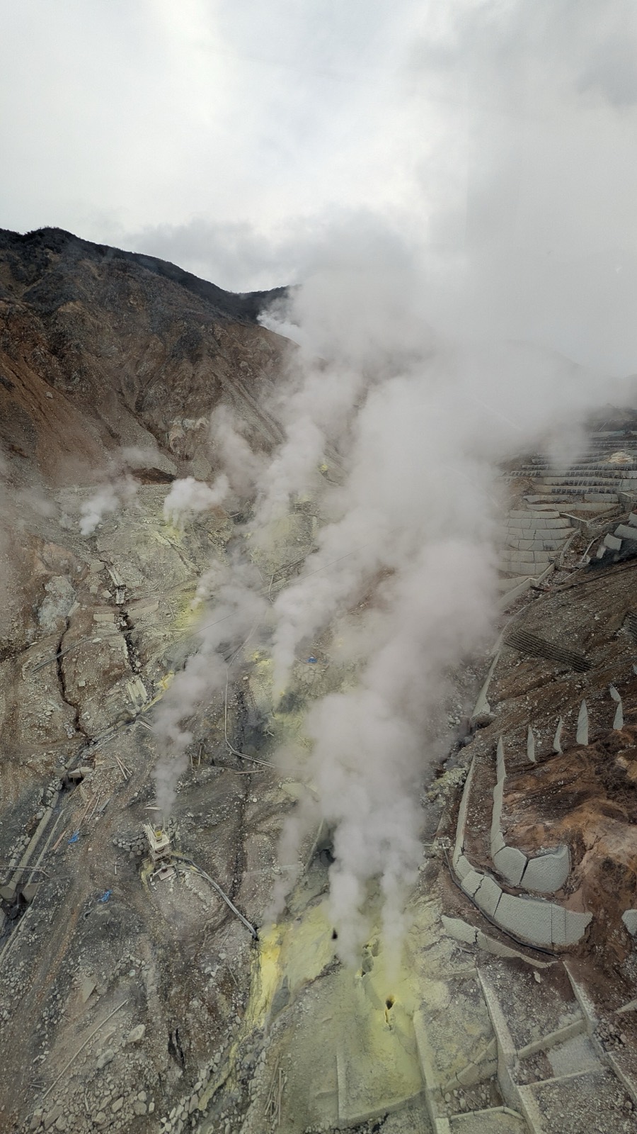 The volcanic valley, with the ropeway overhead